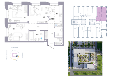 Квартира 61,3 м², 3-комнатная - изображение 1