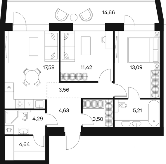 75,3 м², 2-комнатная квартира 41 588 676 ₽ - изображение 19
