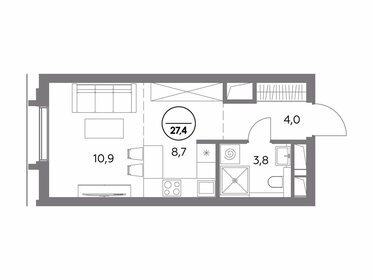 Квартира 27,4 м², студия - изображение 1