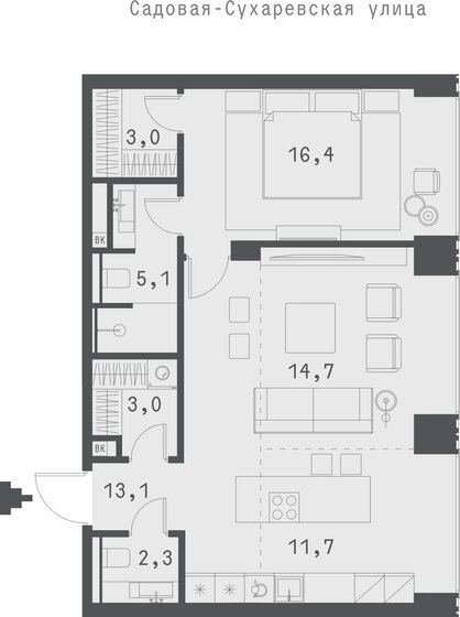 94,2 м², 1-комнатная квартира 150 872 640 ₽ - изображение 1