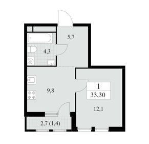 Квартира 33,3 м², 1-комнатная - изображение 1