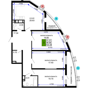 Квартира 104,3 м², 3-комнатная - изображение 1