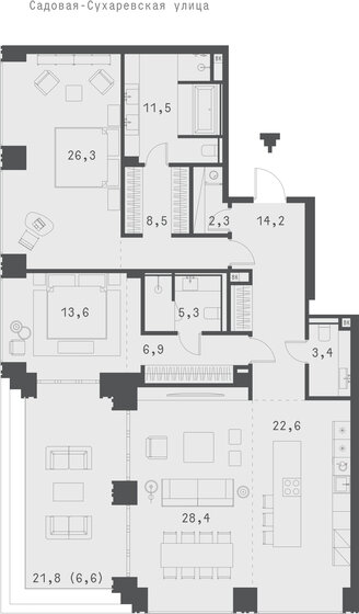 149,2 м², 2-комнатная квартира 275 781 440 ₽ - изображение 1