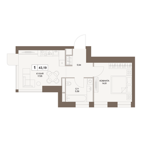 43,2 м², 1-комнатная квартира 24 023 088 ₽ - изображение 75
