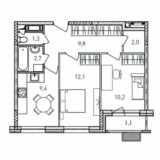 48,6 м², 2-комнатная квартира 8 796 600 ₽ - изображение 47