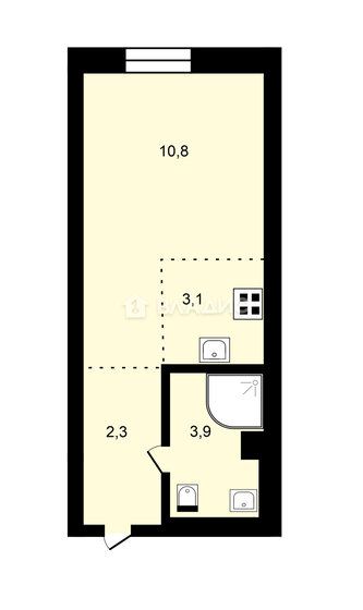 19,9 м², квартира-студия 9 200 000 ₽ - изображение 1