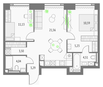 64,6 м², 2-комнатная квартира 36 500 000 ₽ - изображение 121