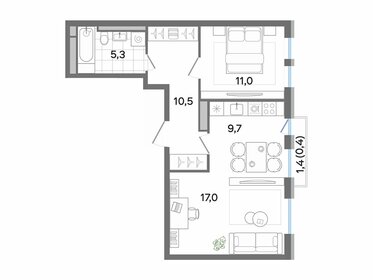 46,6 м², 1-комнатная квартира 9 409 315 ₽ - изображение 37