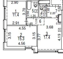 Квартира 58 м², 2-комнатная - изображение 1