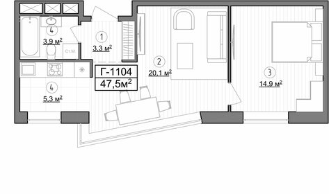 47,3 м², 1-комнатные апартаменты 13 792 112 ₽ - изображение 30