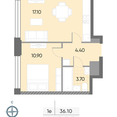 Квартира 36,1 м², 1-комнатная - изображение 2