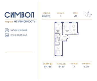 84,7 м², 3-комнатная квартира 40 304 848 ₽ - изображение 61