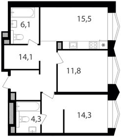 73,3 м², 2-комнатные апартаменты 32 053 600 ₽ - изображение 122