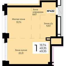 Квартира 49,4 м², 1-комнатная - изображение 2