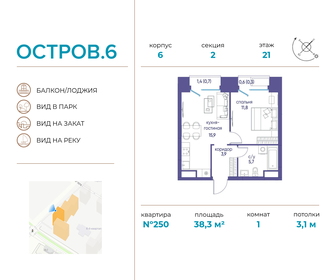 38,8 м², 1-комнатная квартира 26 294 760 ₽ - изображение 37