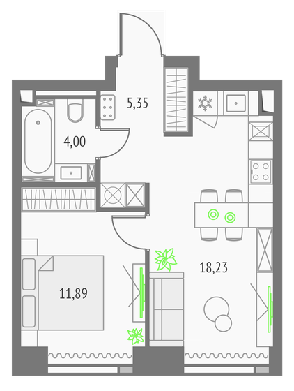 39,5 м², 1-комнатная квартира 23 139 786 ₽ - изображение 1