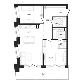 Квартира 89,9 м², 2-комнатная - изображение 1