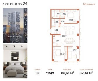 84,8 м², 3-комнатная квартира 40 230 904 ₽ - изображение 38