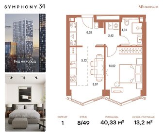 40,1 м², 1-комнатная квартира 21 320 324 ₽ - изображение 39