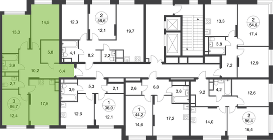 Квартира 86,7 м², 3-комнатная - изображение 2