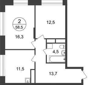 Квартира 58,5 м², 2-комнатная - изображение 1