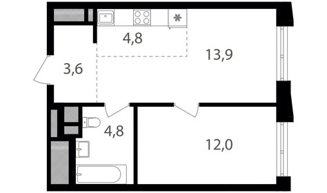 Квартира 39,1 м², 2-комнатная - изображение 1