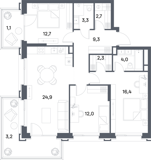 91,9 м², 3-комнатная квартира 40 148 444 ₽ - изображение 1