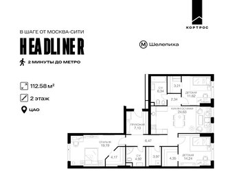 Квартира 112,6 м², 4-комнатная - изображение 1