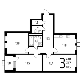 80,4 м², 3-комнатная квартира 18 918 120 ₽ - изображение 93