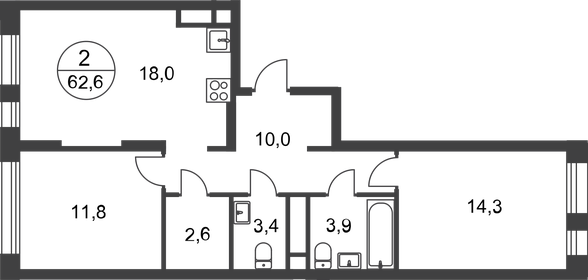 61,8 м², 2-комнатная квартира 16 979 260 ₽ - изображение 1