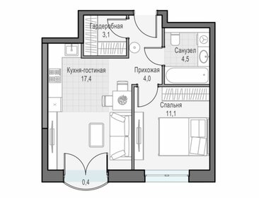 Квартира 41 м², 1-комнатная - изображение 1