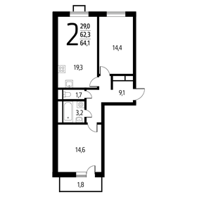 64,1 м², 2-комнатная квартира 14 198 150 ₽ - изображение 65