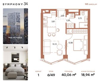 40,1 м², 1-комнатная квартира 21 320 324 ₽ - изображение 41