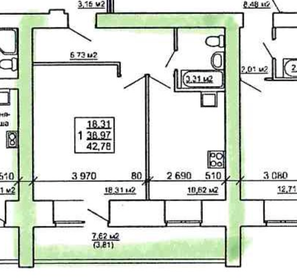 Квартира 39 м², 1-комнатная - изображение 1