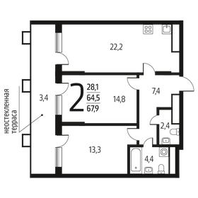 68,5 м², 2-комнатная квартира 16 912 650 ₽ - изображение 82