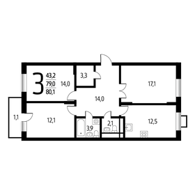 Квартира 80,1 м², 3-комнатная - изображение 1