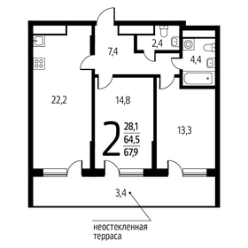 68,5 м², 2-комнатная квартира 16 912 650 ₽ - изображение 84