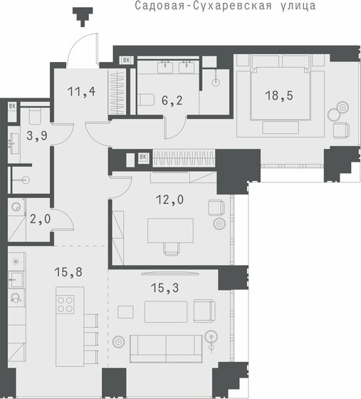 85,1 м², 2-комнатная квартира 110 810 400 ₽ - изображение 1