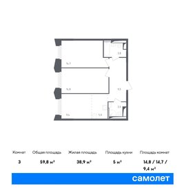 63,1 м², 2-комнатная квартира 32 900 000 ₽ - изображение 65