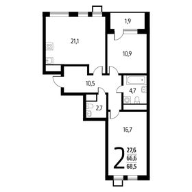 68,5 м², 2-комнатная квартира 16 912 650 ₽ - изображение 89