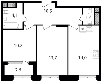 56,8 м², 2-комнатные апартаменты 13 507 040 ₽ - изображение 67