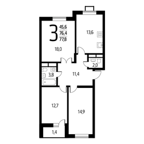 Квартира 77,8 м², 3-комнатная - изображение 1