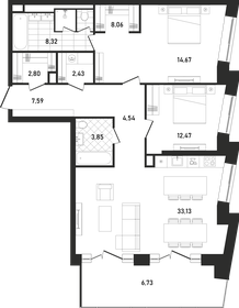 Квартира 104,5 м², 2-комнатная - изображение 1