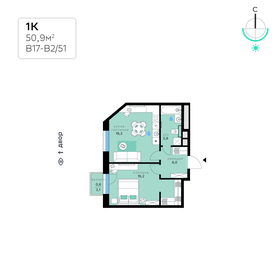 55,3 м², 1-комнатная квартира 19 500 000 ₽ - изображение 127