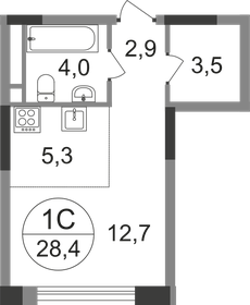 Квартира 28,4 м², студия - изображение 1