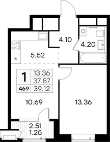 39,1 м², 1-комнатная квартира 14 089 999 ₽ - изображение 40