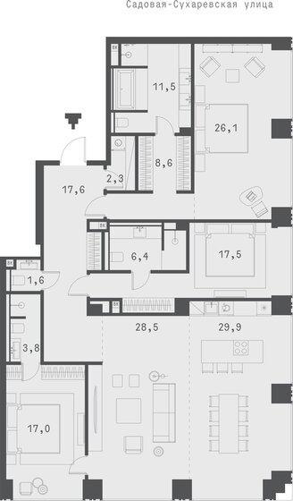 94,5 м², 3-комнатная квартира 155 910 048 ₽ - изображение 1