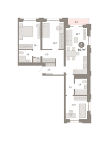 80 м², 3-комнатная квартира 24 997 000 ₽ - изображение 121
