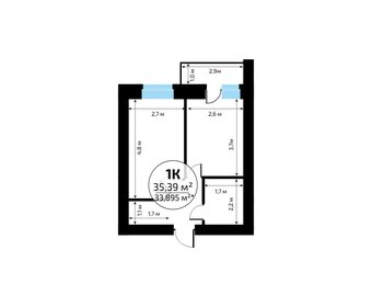 Квартира 35,4 м², 1-комнатная - изображение 2