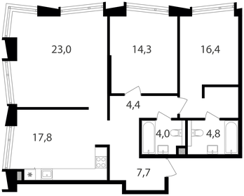 82 м², 3-комнатная квартира 33 800 000 ₽ - изображение 1